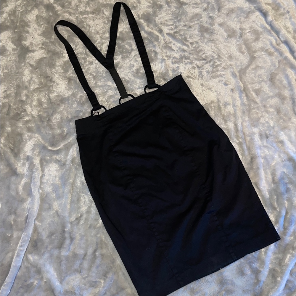 VTG Newport News Black Suspender Pencil Skirt Size 16 | Dark Academia Goth